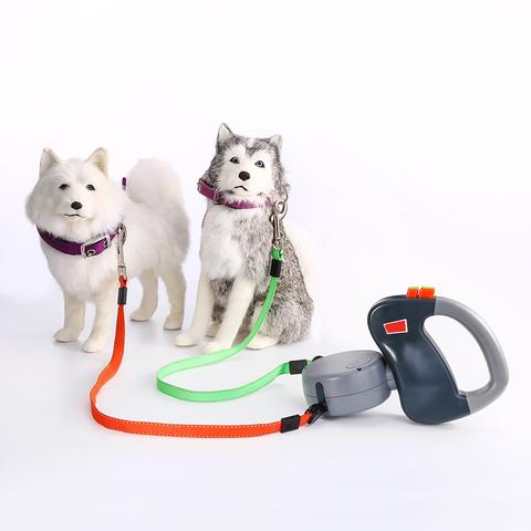 Retractable Dual Dog Leash – 3m Auto-Retract Nylon Lead null