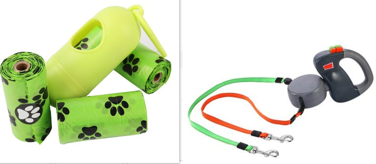 Retractable Dual Dog Walking Leash – Nylon, Auto-Retract, All Seasons
