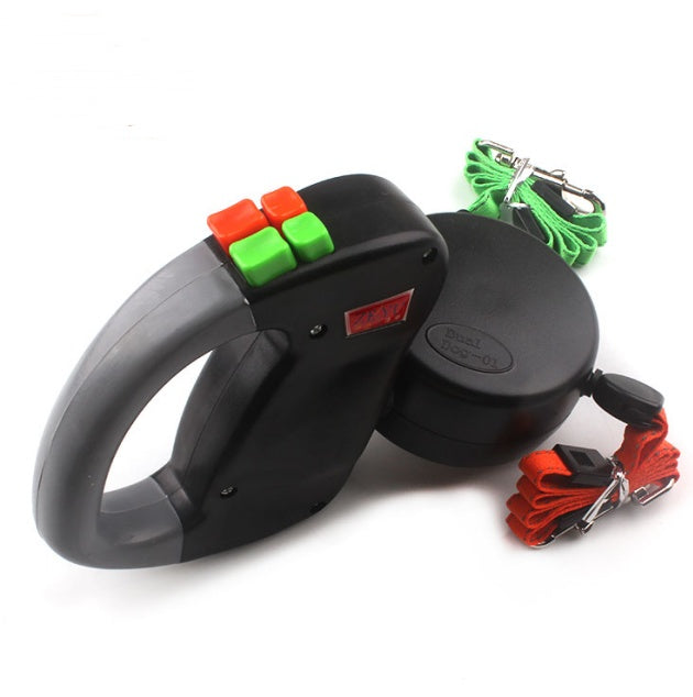 Retractable Dual Dog Walking Leash – Nylon, Auto-Retract, All Seasons