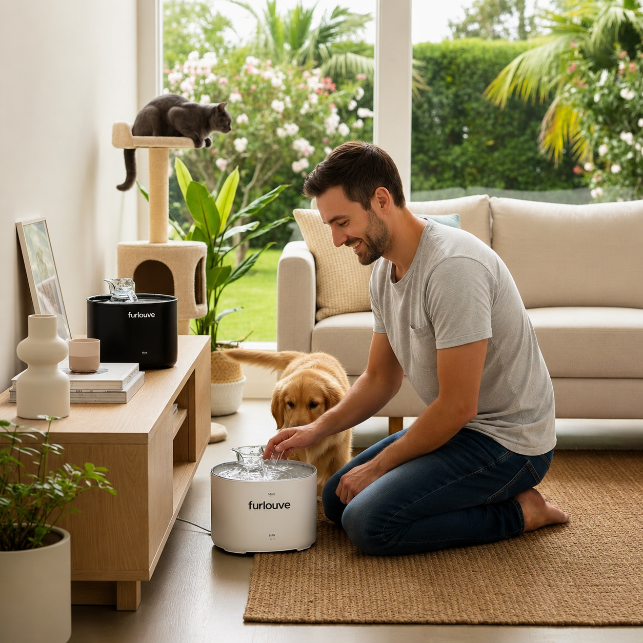 Automatic Pet Water Fountain With Dual Flow Modes Furlouve