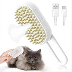Furlouve 3-in-1 Steam Pet Brush with USB charging cable, detangles and cleans pets.