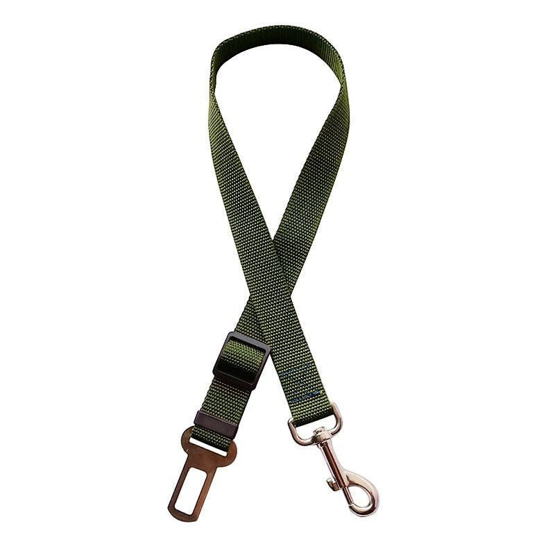 Furlouve adjustable green nylon pet car seat belt with metal buckle and swivel snap clip