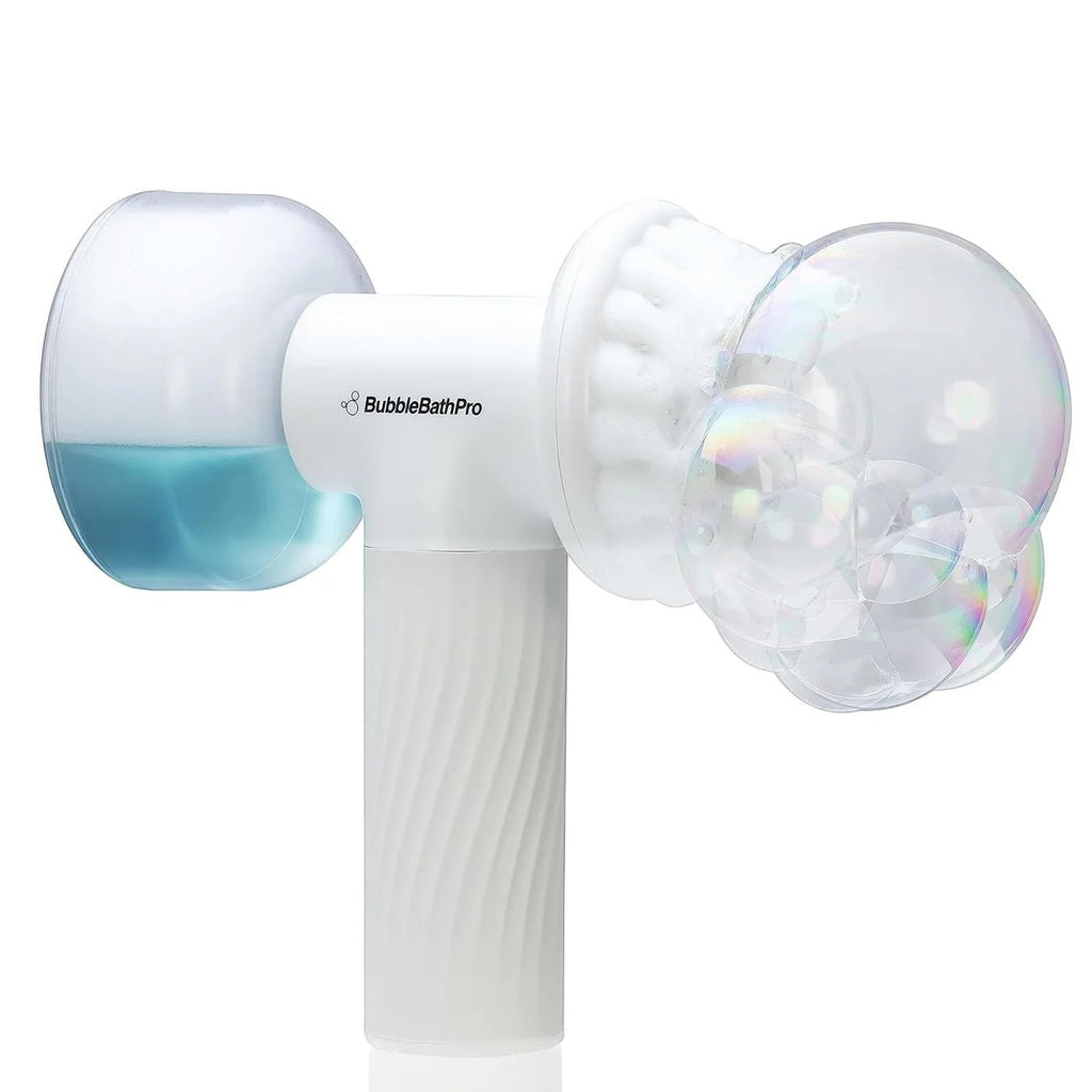 Furlouve Automatic Foaming Dog Cat Bath Brush with soap dispenser and silicone bristles, producing bubbles.