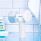 Furlouve automatic foaming pet bath brush with soap dispenser and silicone bristles, white