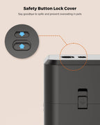 Furlouve Smart Remote Automatic Pet Feeder with safety button lock cover, dual power mode, for cats.