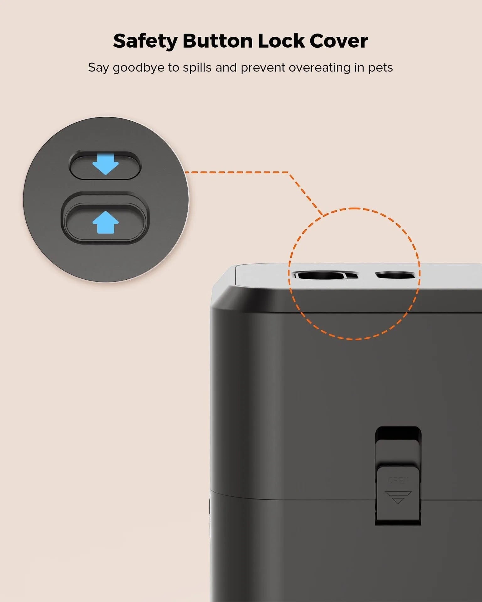 Furlouve Smart Remote Automatic Pet Feeder with safety button lock cover, dual power mode, for cats.