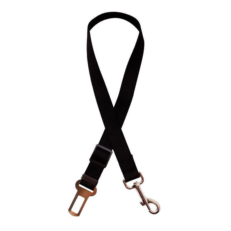 Furlouve black adjustable nylon pet car seat belt with metal buckle and swivel snap clip