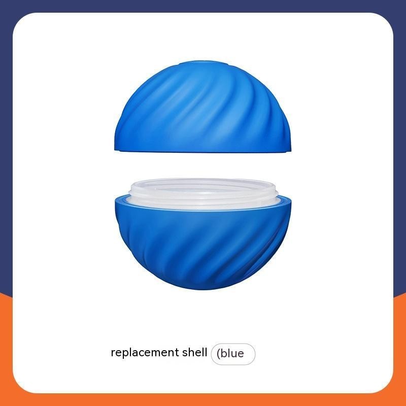 Furlouve blue durable rubber dog chew ball toy with a textured swirl pattern, designed for teeth cleaning and aggressive chewers.