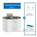 Furlouve white automatic cat water fountain with circulating filtration system and USB plug.