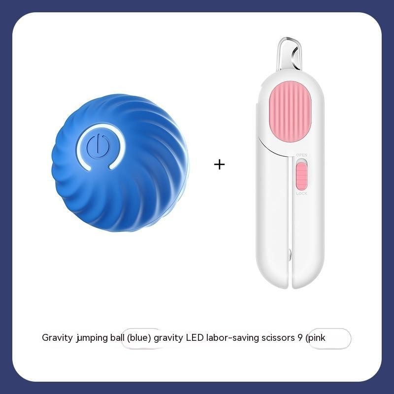Furlouve blue gravity jumping ball with LED light and pink labor-saving scissors