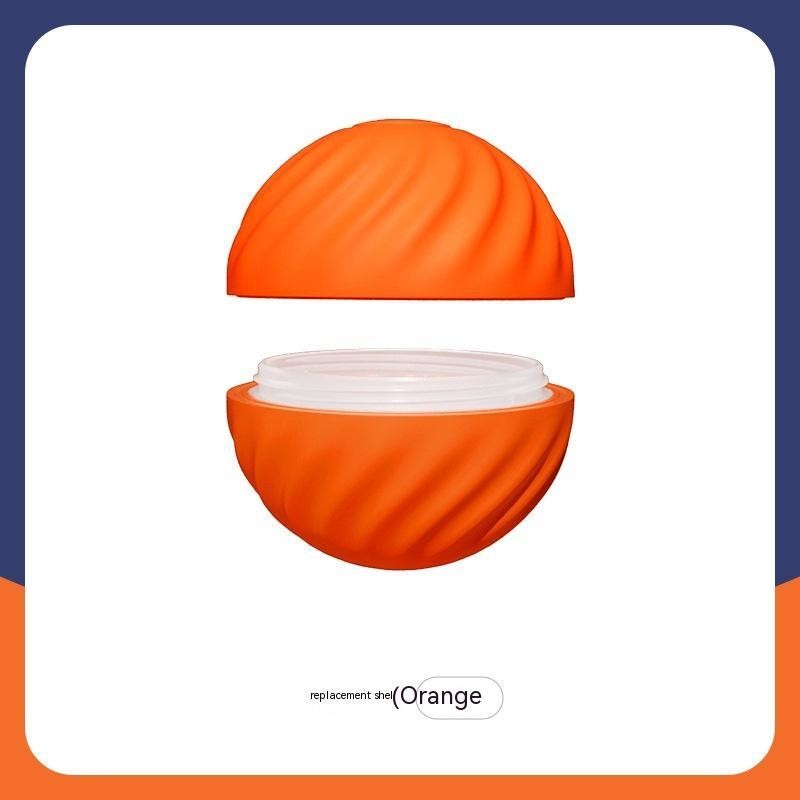 Furlouve orange durable rubber dog chew ball toy with spiral texture, designed for dental health and aggressive chewers.