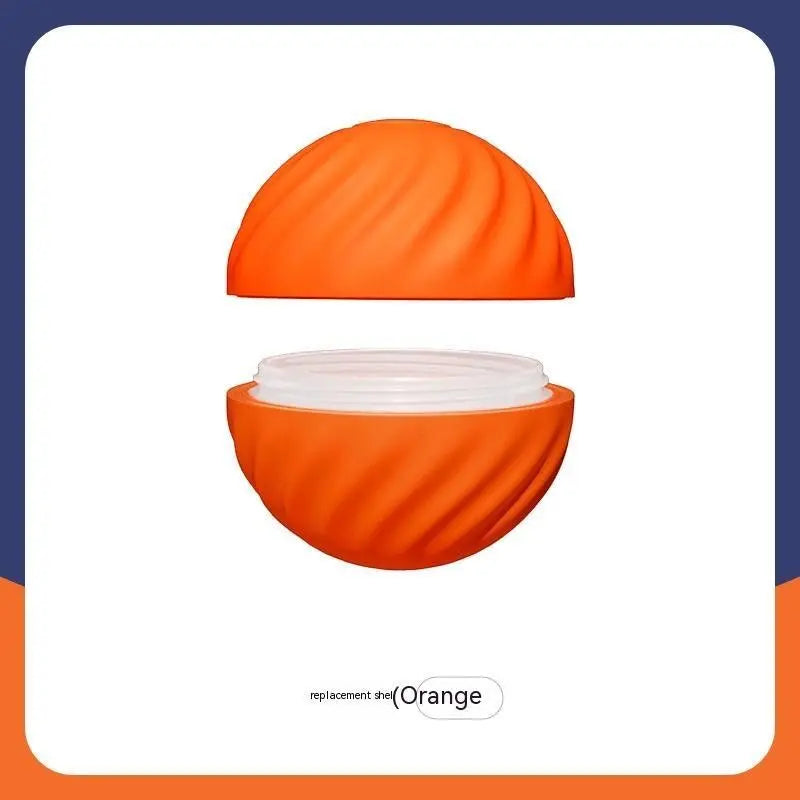 Furlouve orange durable rubber dog chew ball toy with spiral texture, designed for dental health and aggressive chewers.