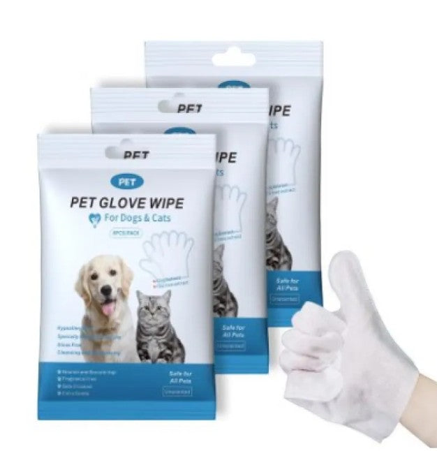 Furlouve pet cleaning gloves and wipes for dogs and cats, individually packaged for hygiene and convenience.