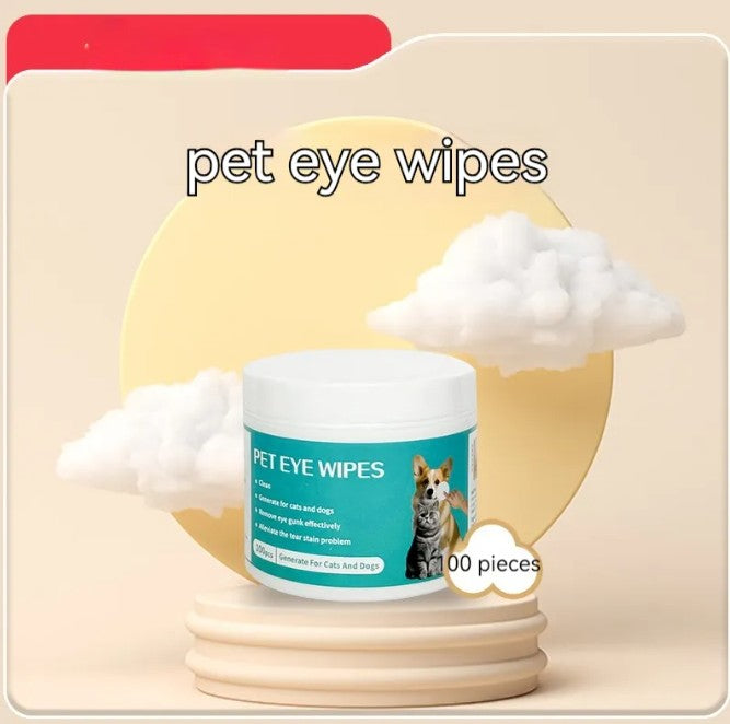 Furlouve pet eye wipes for cats and dogs, 100 pieces, gentle cleaning and tear stain removal.
