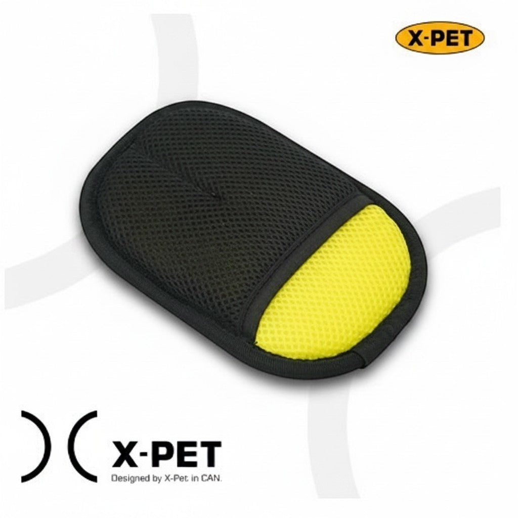 Furlouve Multifunctional Pet Hair Removal Glove with black mesh and yellow accent