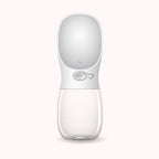 Furlouve blue portable pet water bottle with built-in trough and one-touch button for travel