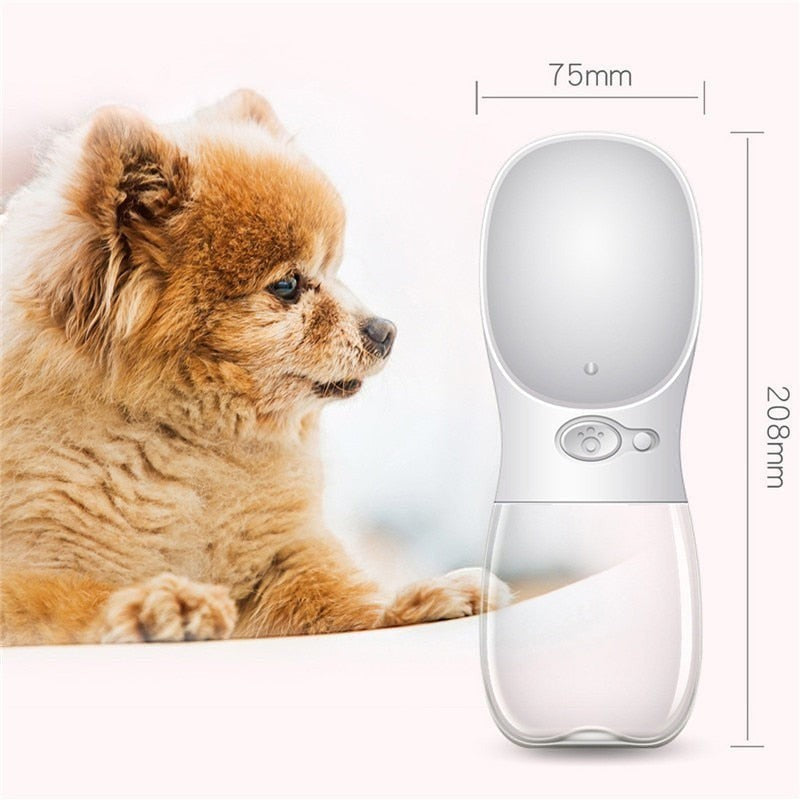 Furlouve blue portable pet water bottle with one-touch operation and leak-proof design for dogs and cats.