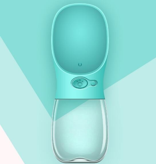 Furlouve blue portable pet water bottle with leak-proof design and one-touch operation for dogs and cats.