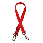 Furlouve red adjustable nylon pet car seat belt with metal swivel snap and seat belt clip