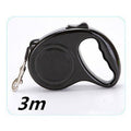 Furlouve black retractable dog leash with one-touch brake and 3m nylon rope
