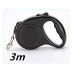 Furlouve black retractable dog leash with one-touch brake and 3m nylon rope