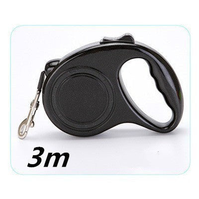 Furlouve black retractable dog leash with one-touch brake and 3m nylon rope