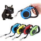 Furlouve retractable dog leash with one-touch brake, available in blue, yellow, red, and green. Features eco-friendly handle.