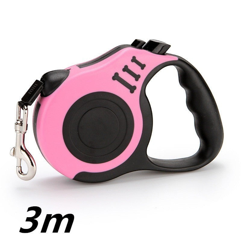 Furlouve pink and black retractable dog leash with one-touch brake and 3m nylon rope.