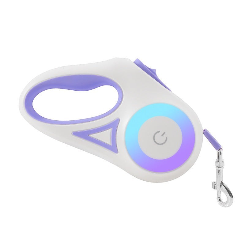 Furlouve white and purple retractable dog leash with one-button brake and lock. 3m or 5m.