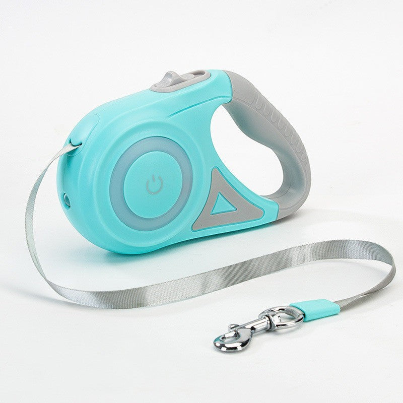 Furlouve retractable dog leash in teal and grey with one-button brake and lock, 3m or 5m