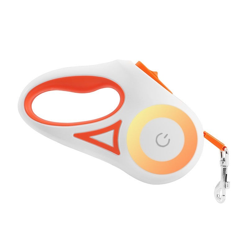 Furlouve white and orange retractable dog leash with one-button brake and lock, 3m or 5m