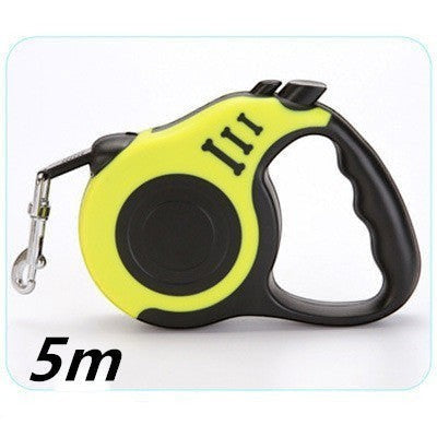 Furlouve yellow and black retractable dog leash with one-touch brake and 5m nylon rope.