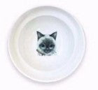 Furlouve Siamese cat ceramic bowl, ergonomic cat dining stand with cute cat face design.