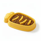 Furlouve orange carrot-shaped slow feed dog bowl with raised dividers, designed for large dogs to prevent choking and aid digestion.