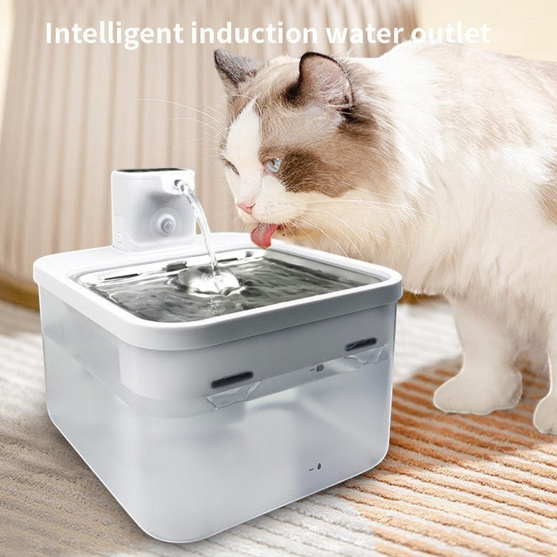 Furlouve Smart Wireless Pet Water Dispenser, white, with induction activated water flow for cats and dogs.