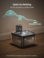 Furlouve Smart Wireless Pet Water Dispenser with induction technology, rechargeable and quiet operation.